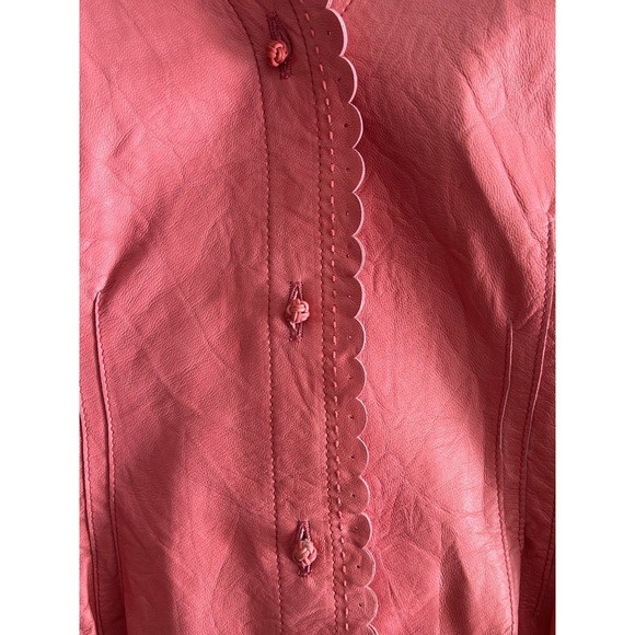Genuine Leather Vest Coral Pink Scalloped Trim Tailored Size 14 NWT Vintage - Picture 9 of 13
